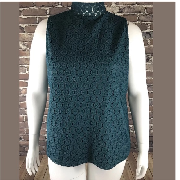 Charter Club Tops - Charter Club Womens Teal Lace Sleeveless Blouse
